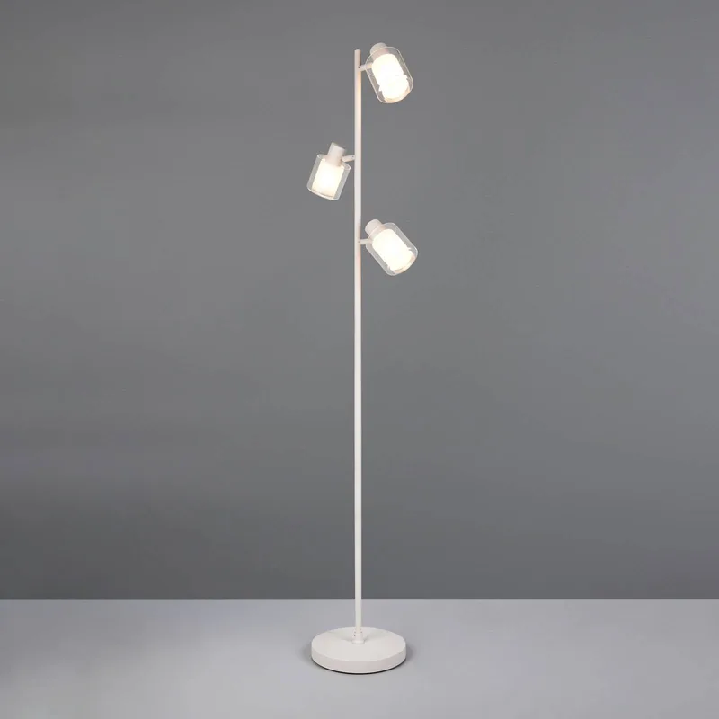 Vloerlamp Neralo, lichtgrijs, metaal, hoogte 154,5 cm, E14 von Reality in Hellgrau, Transparent, Weiß – Produktfoto