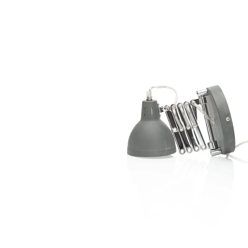 Wandlamp Scissor, betonkleurig, stekker, accordeon de Reality en Beton, Chrome – photo produit