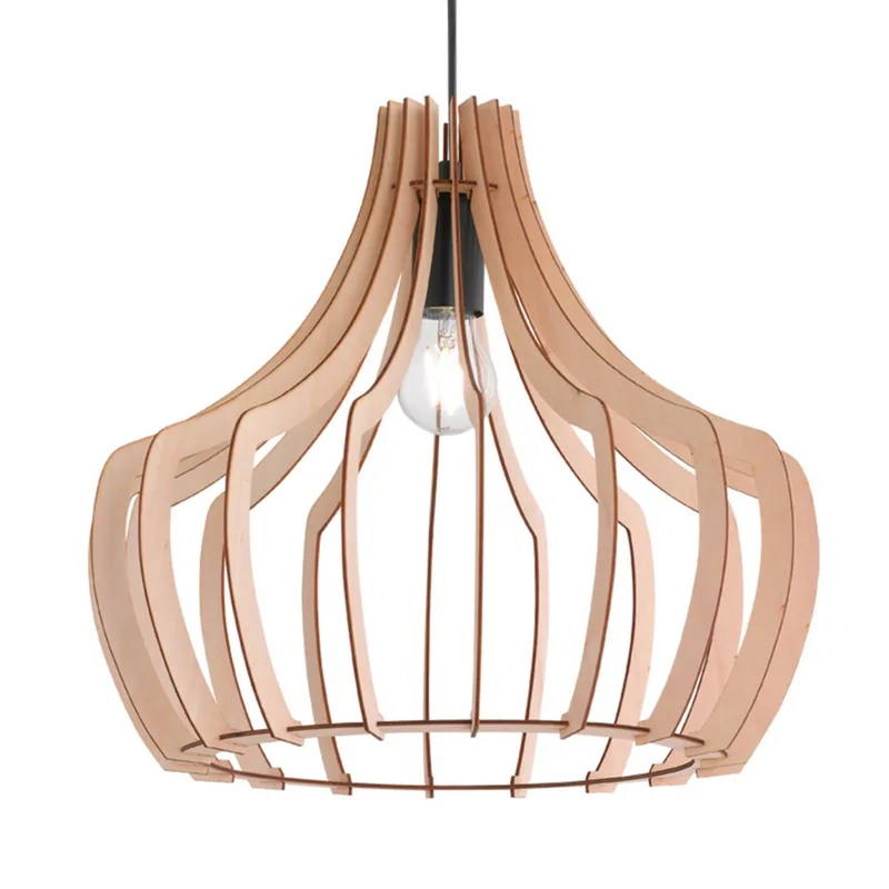 Wood - houten hanglamp in lamellen ontwerp von Reality in Lichtbruin, Donkerbruin, Schwarz – Produktfoto