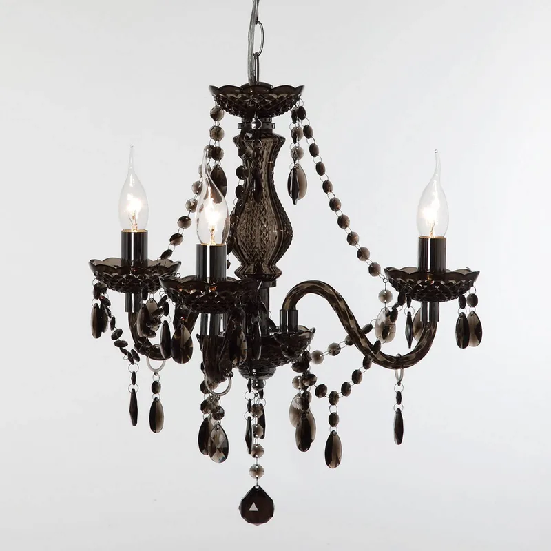 Zwarte kroonluchter Perdita, 3 lichtbronnen de Reality en Chrome, Noir – photo produit