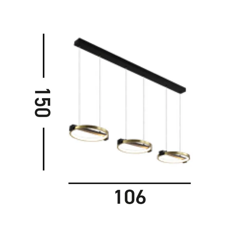 Aerial LED hanglamp, 3-lamps, messing/zwart, staal fra Searchlight i Gesatineerd messing, Sort, Hvid – produktbillede
