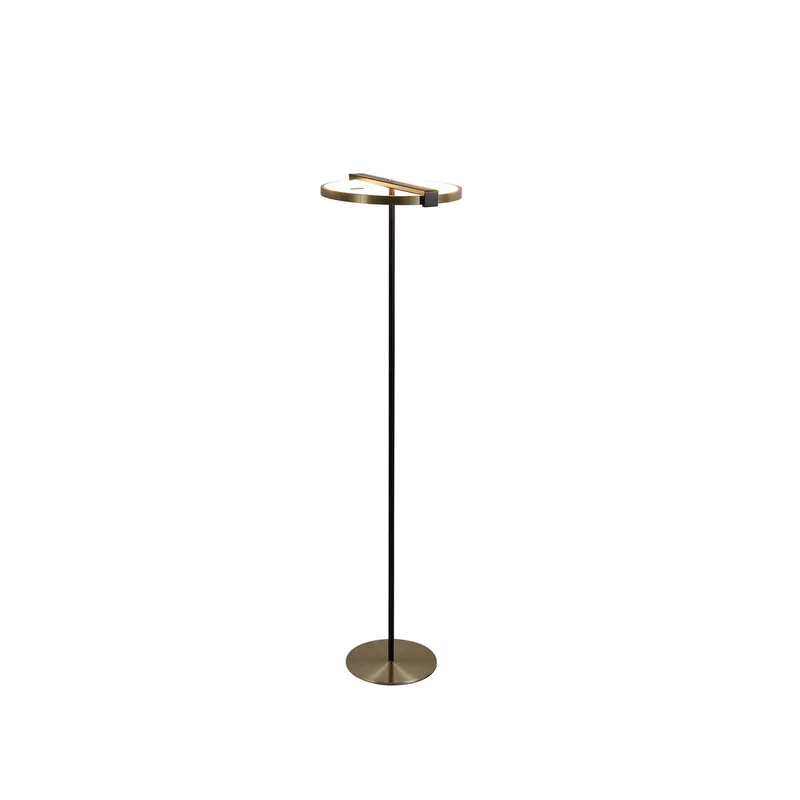 Aerial LED vloerlamp, messing/zwart, staal, silicone von Searchlight in Gesatineerd messing, Schwarz, Weiß – Produktfoto
