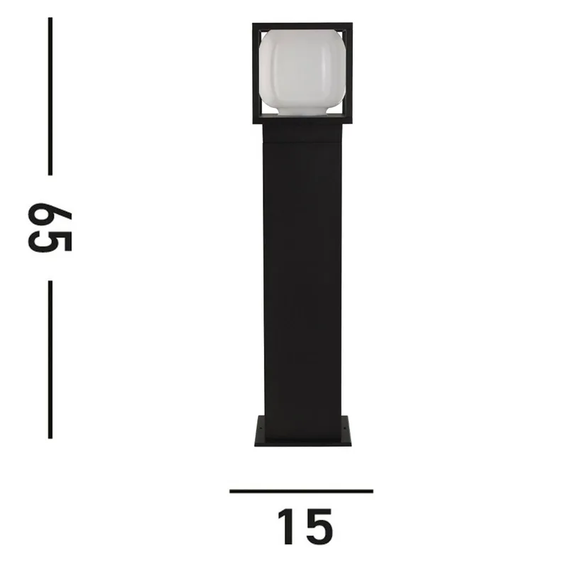 Athene LED tuinpadverlichting, IP54, zwart, hoogte 65 cm, metaal von Searchlight in Schwarz, Opaalwit – Produktfoto
