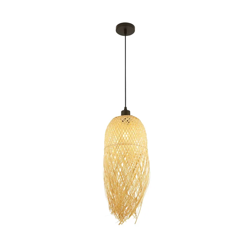 Bali hanglamp, Ø 20 cm, bamboe, licht hout, E27 från Searchlight i Licht hout, Svart – produktbild