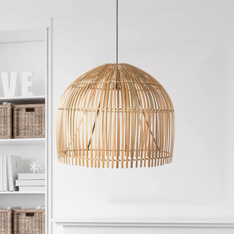 Bali hanglamp, Ø 60 cm, bamboe, E27 by Searchlight in Licht hout – product photo