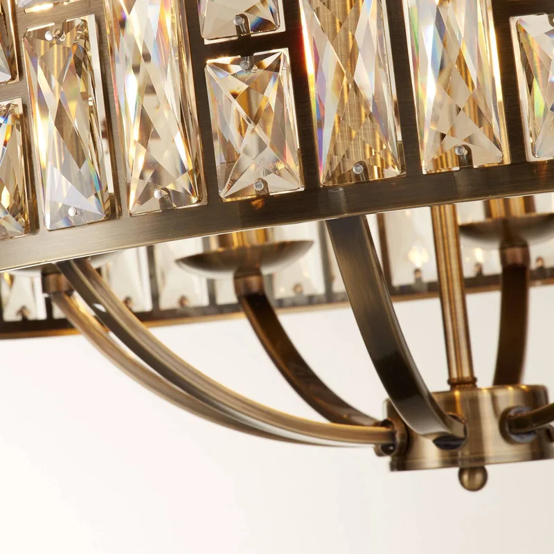 Bijou hanglamp, 8-lamps, messing, kristalglas de Searchlight en Laiton, Or – photo produit