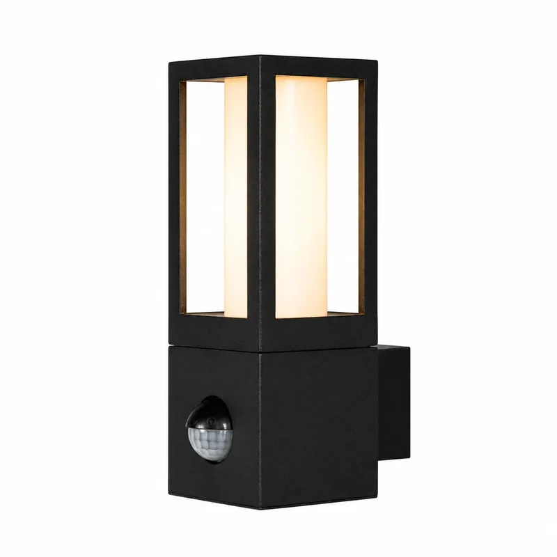 Buitenlamp Avenue H 21 cm bewegingssensor zwart de Searchlight – photo produit