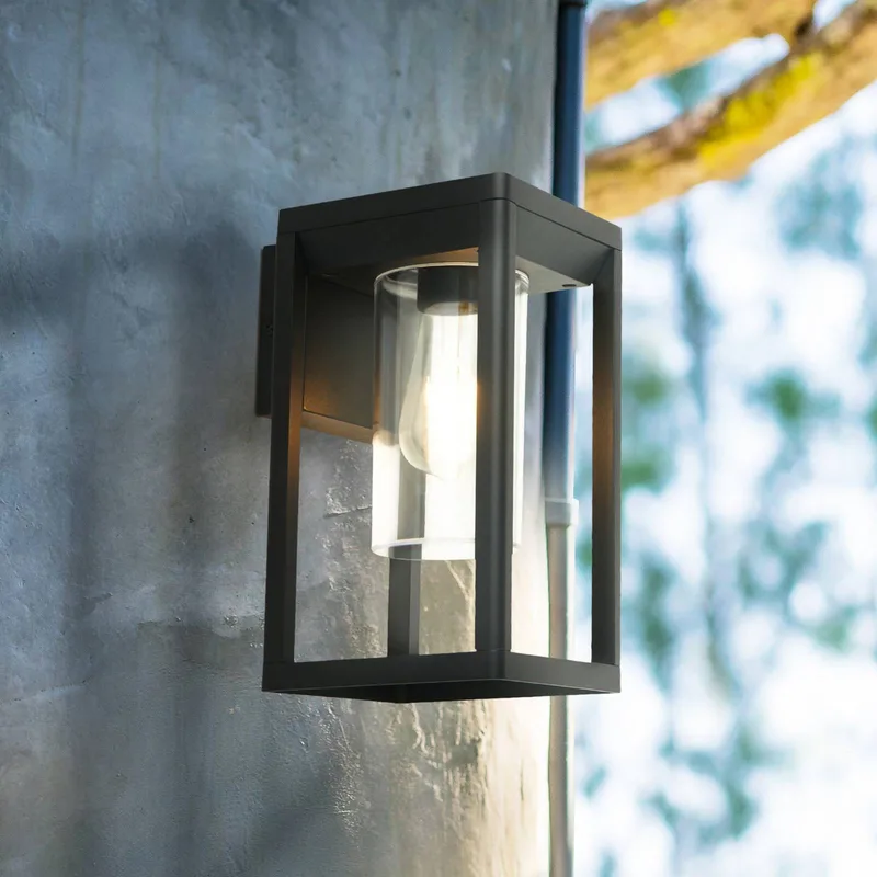 Buitenwandlamp Atlanta, breedte 16 cm, metaal de Searchlight en Noir – photo produit