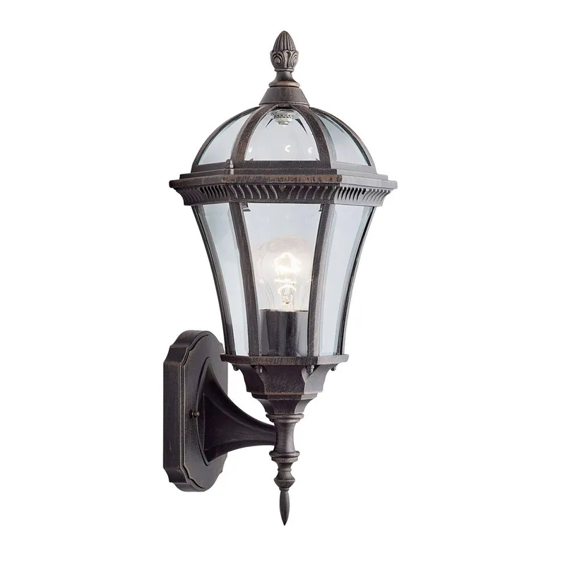 Buitenwandlamp Capri, lantaarn opwaards de Searchlight en Donkerbruin, Helder – photo produit