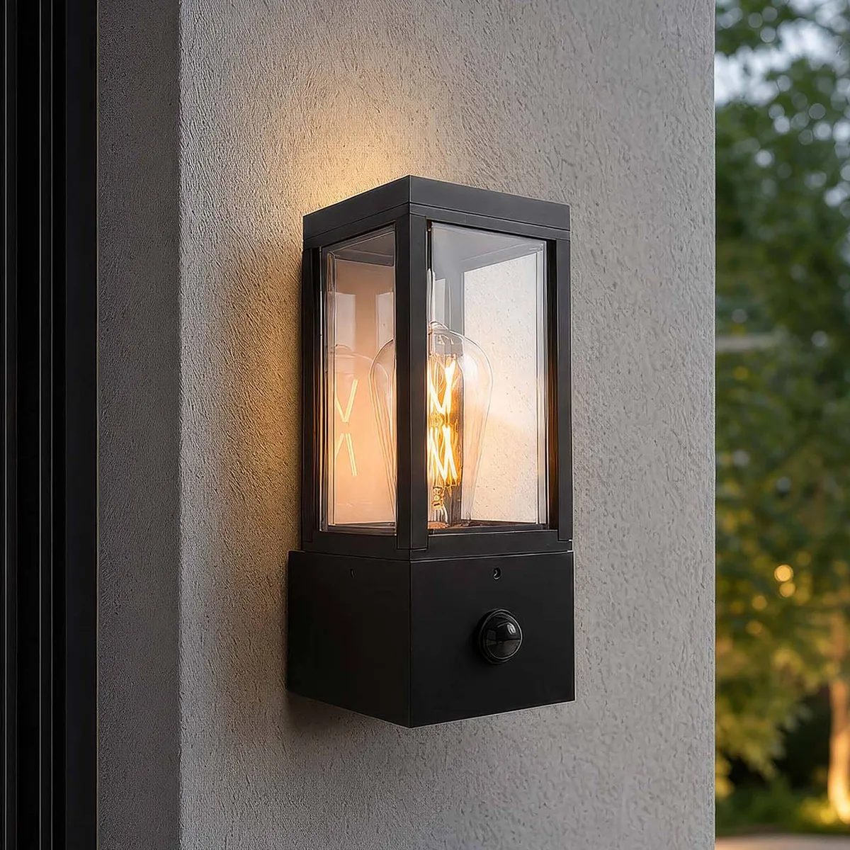Buitenwandlamp Dubai, zwart, ABS, polycarbonaat, E27 från Searchlight i Svart, Transparent – produktbild