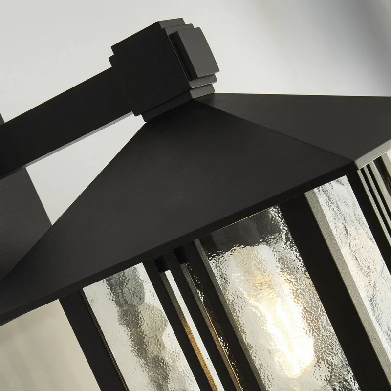Buitenwandlamp Venice, zwart, hoogte 36 cm, metaal/glas de Searchlight en Noir, Helder – photo produit