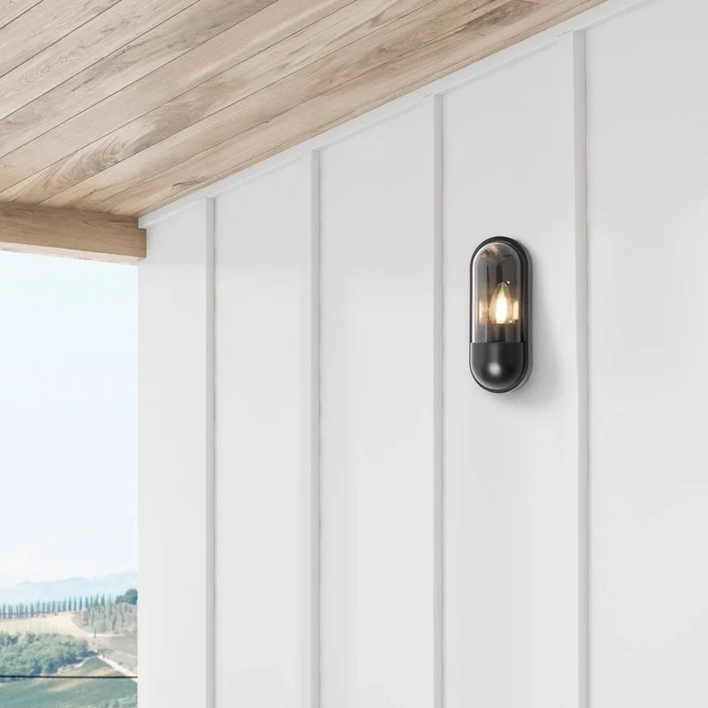 Buitenwandlamp X Capsule, IP44 de Searchlight en Noir, Helder – photo produit