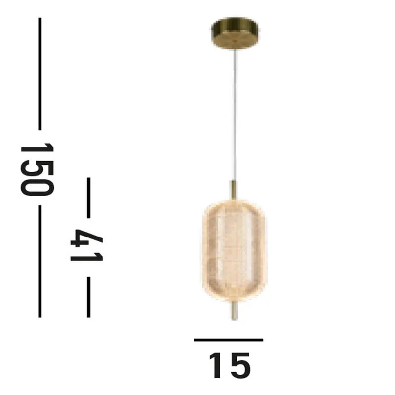 Capsule LED hanglamp, messingkleurig, ijzer, acryl by Searchlight in Brass, Transparent – product photo