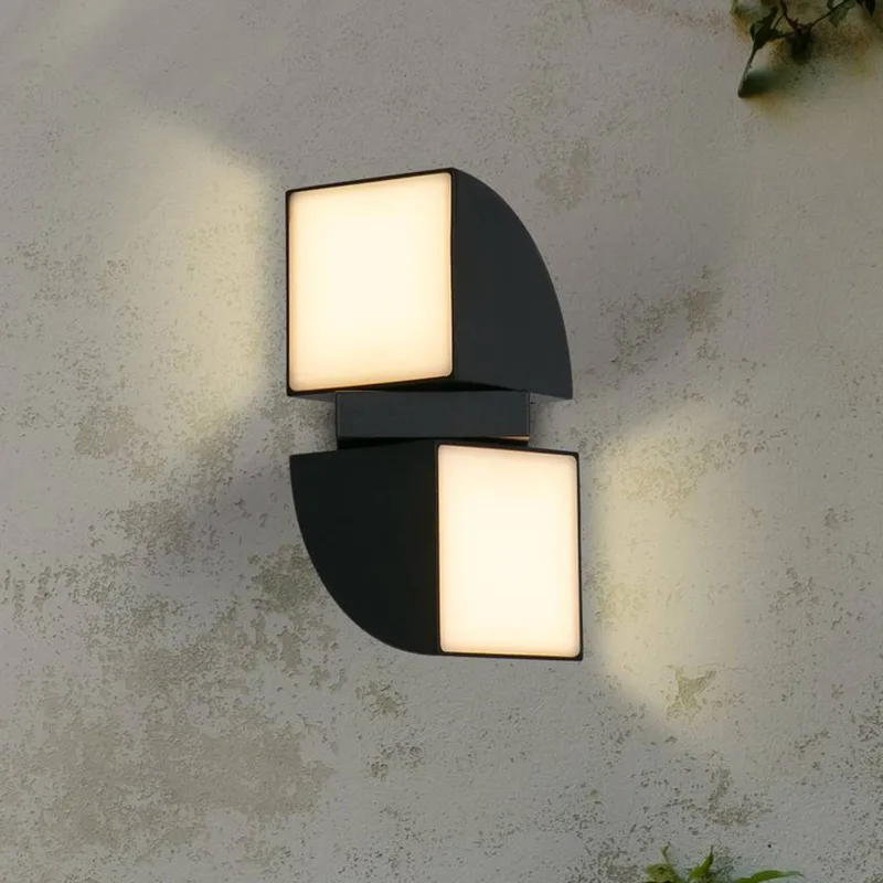 Dakota LED buiten wandlamp, zwart, hoogte 21 cm, 2-lamps uitvoering de Searchlight en Noir, Blanc – photo produit