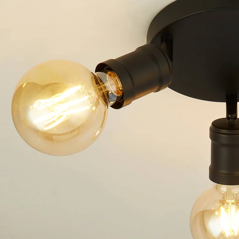 Dans plafondspot, 3-lamps, metaal, E27, Ø 30 cm de Searchlight en Noir – photo produit