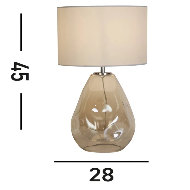 Devon tafellamp, wit/crème, hoogte 44,5 cm, textiel/glas från Searchlight i Vit, Crème-transparant, Silver – produktbild