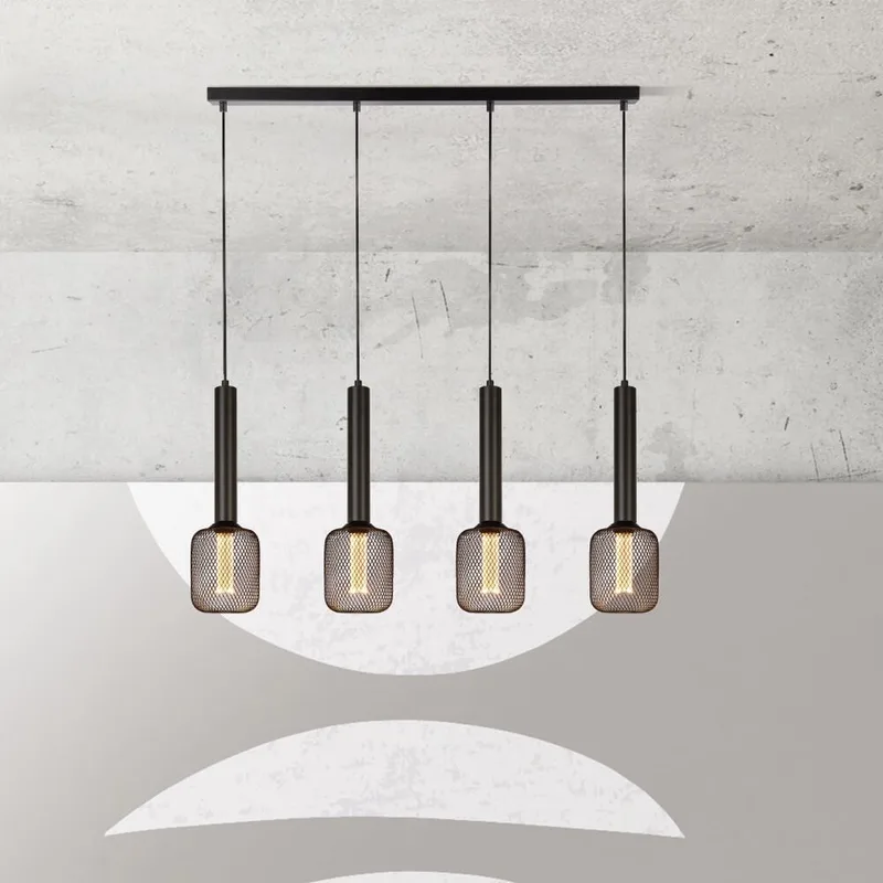 DULWICH Hanglamp 4 Lichts de Searchlight en Noir – photo produit