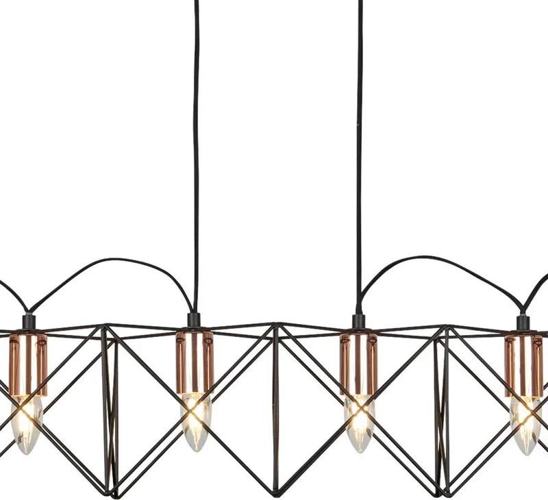 Eetkamer hanglamp Anthea 6-lichts met roodkoper - 8416-6BK fra Searchlight i Sort – produktbillede