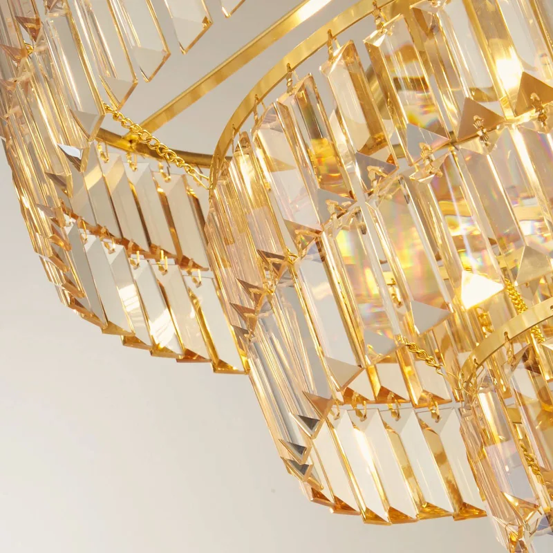 Empire hanglamp, messing, 5-lamps, kristalglas de Searchlight en Laiton, Or – photo produit