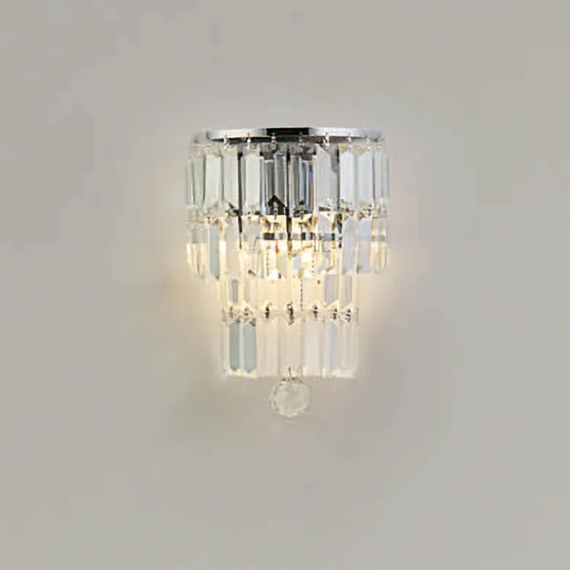 Empire wandlamp, chroom/helder kristal, staal, IP44 van Searchlight in Chroom, Helder – productfoto