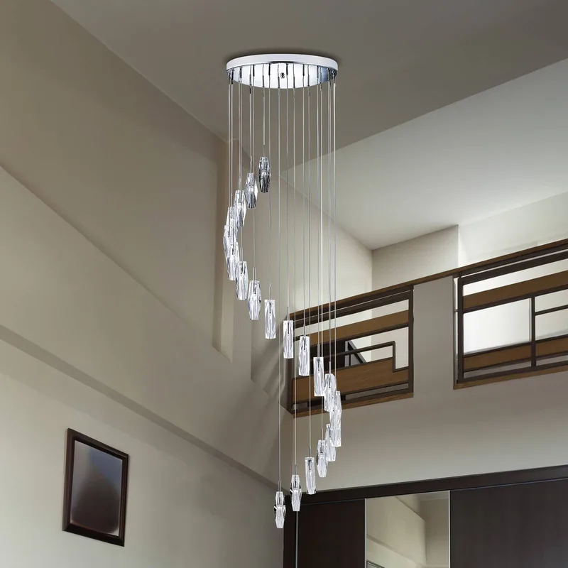 Gebeeldhouwde Ice hanglamp, 9-lamps, chroom/helder, glas, G4 de Searchlight en Chrome, Helder – photo produit