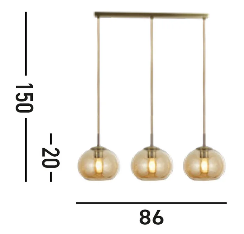 Hängeleuchte Balls 3Lt Bar Pendant, Leuchtmittel wechselbar de Searchlight en Or – photo produit 5 sur 5