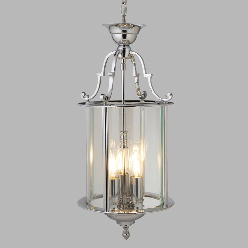Hanglamp Bevelled Lantern, glas, chroom fra Searchlight i Krom, Helder – produktbillede