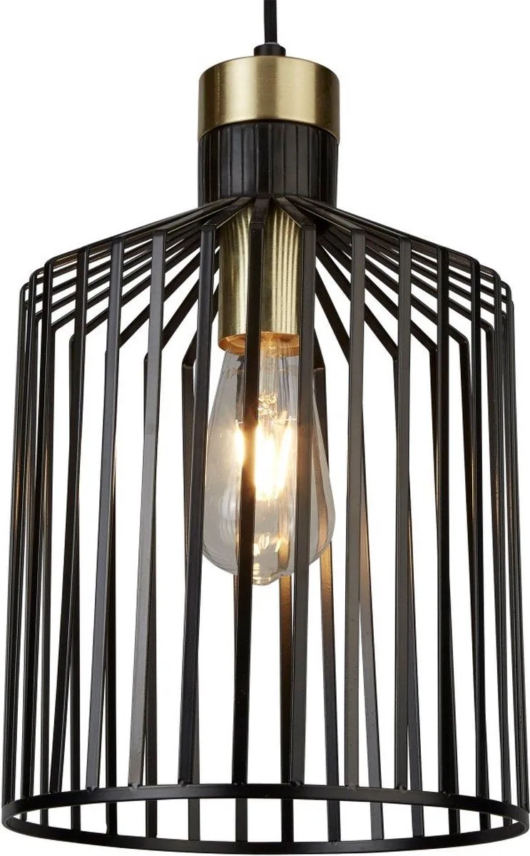 Hanglamp Bird Cage Ø 22cm - 9413BK de Searchlight en Goud Zwart – photo produit