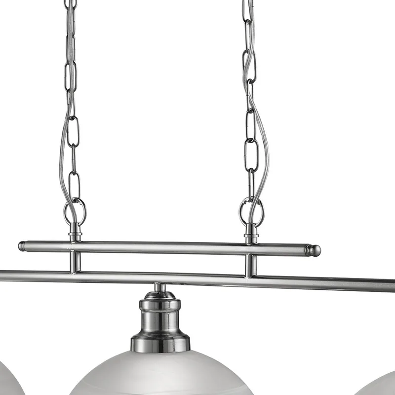 Hanglamp Bistro, 3-lamps, zilver de Searchlight en Gesatineerd zilver, Blanc – photo produit