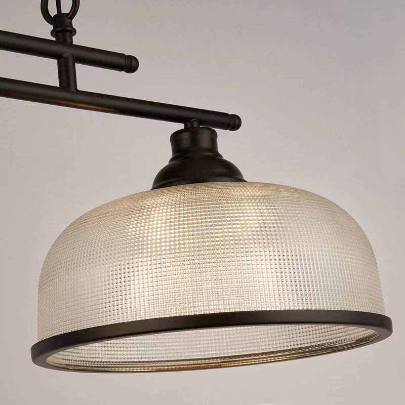 Hanglamp Bistro 3-lamps, zwart de Searchlight en Mat zwart, Transparent – photo produit