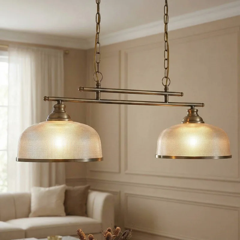 Hängeleuchte Bistro II 2-flg. messing von Searchlight in Oud-messing, Gesatineerd – Produktfoto