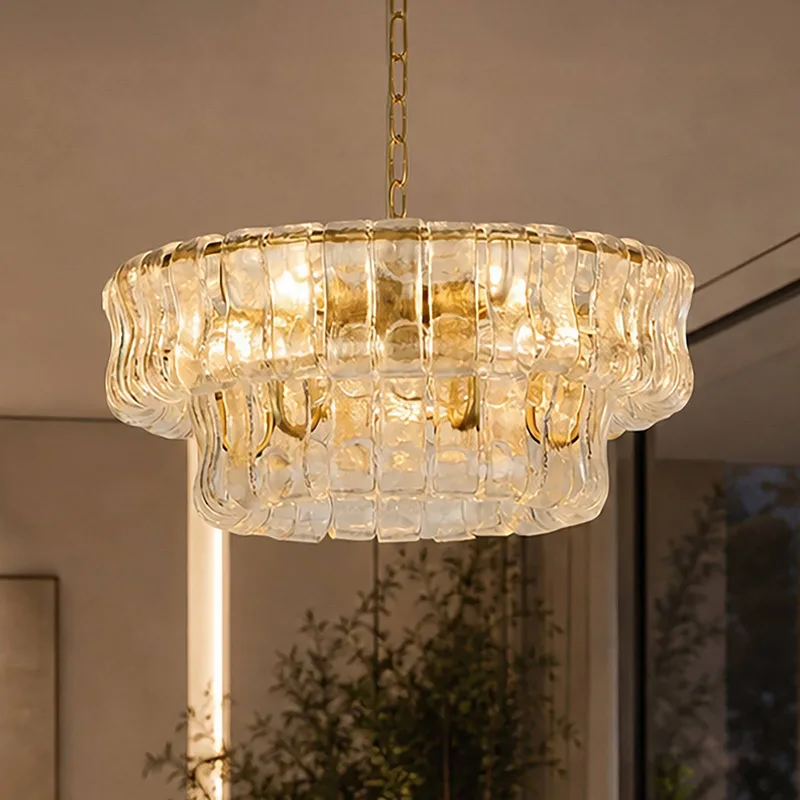 Hanglamp Bowlight, goudkleurig/transparant, glas, metaal, E14 fra Searchlight i Guld, Gennemsigtig – produktbillede