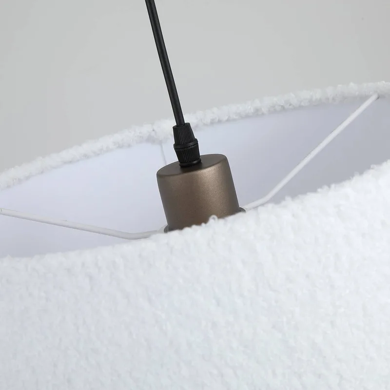 Hanglamp Chelsea, bruin/wit, Ø 35 cm, stof von Searchlight in Weiß, Braun – Produktfoto