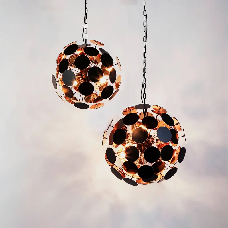 Hanglamp Discus, 4-lamps van Searchlight in Zwart, Goud – productfoto
