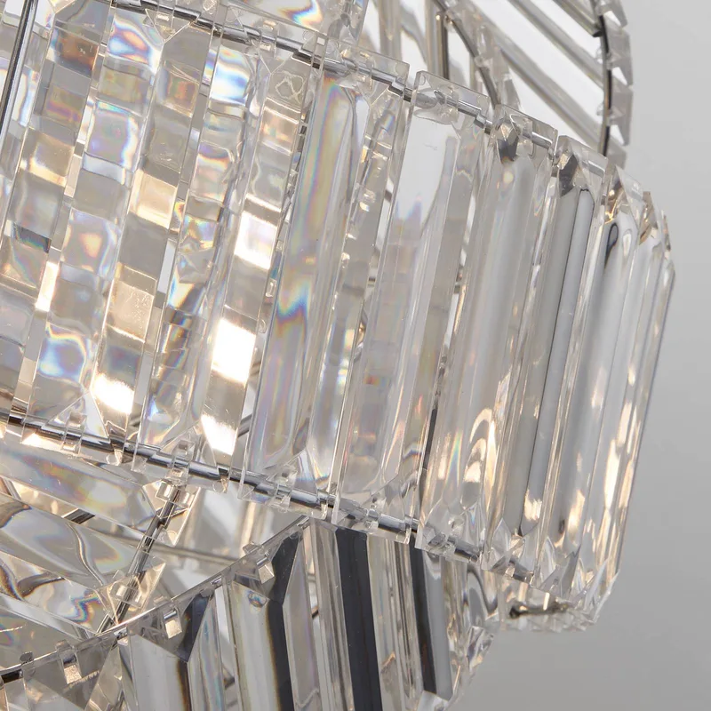 Hanglamp Eldoria, transparant, acryl, Ø 41 cm, E27 de Searchlight en Chrome, Helder – photo produit