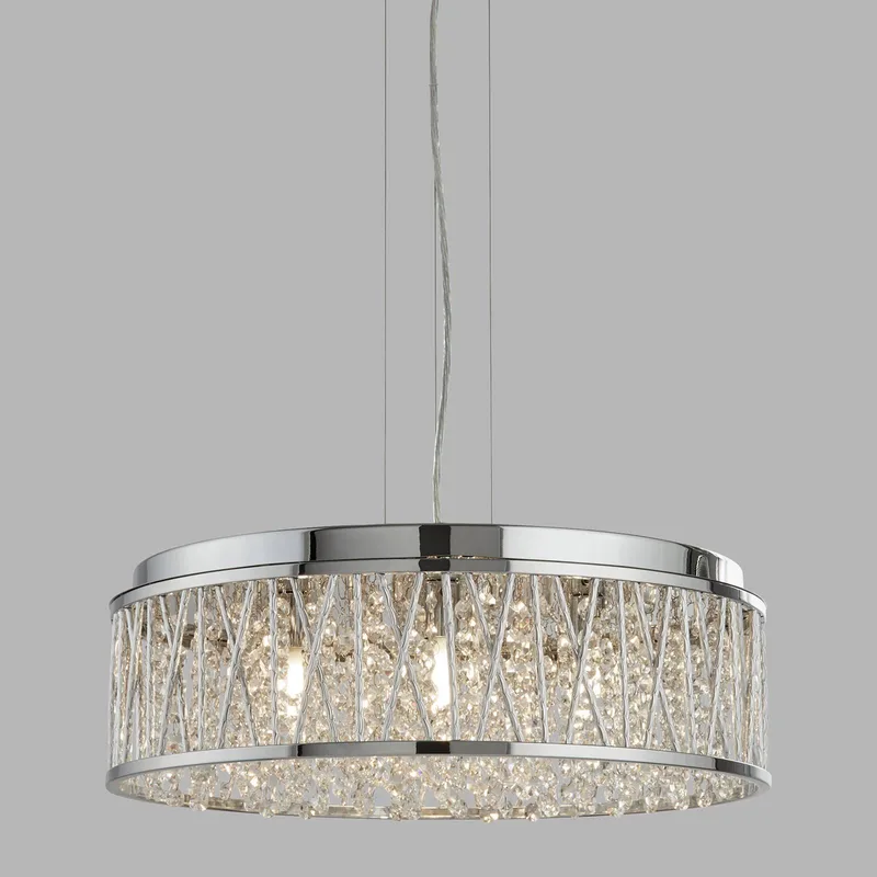 Hanglamp Elise, 1-lamp 7 x G9 de Searchlight en Chrome, Helder – photo produit