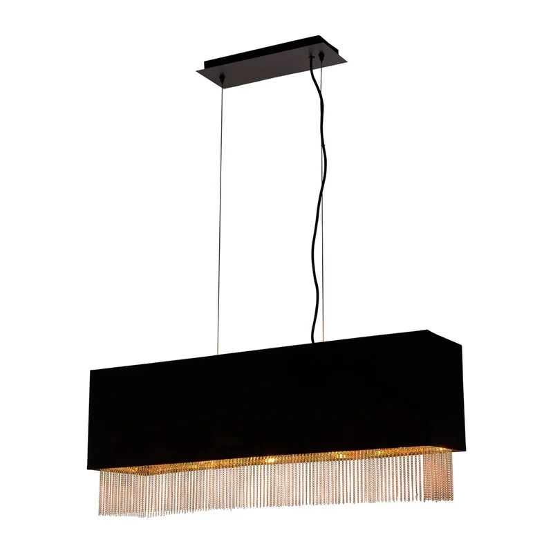 Hanglamp Fringe, langwerpig de Searchlight en Noir, Or – photo produit