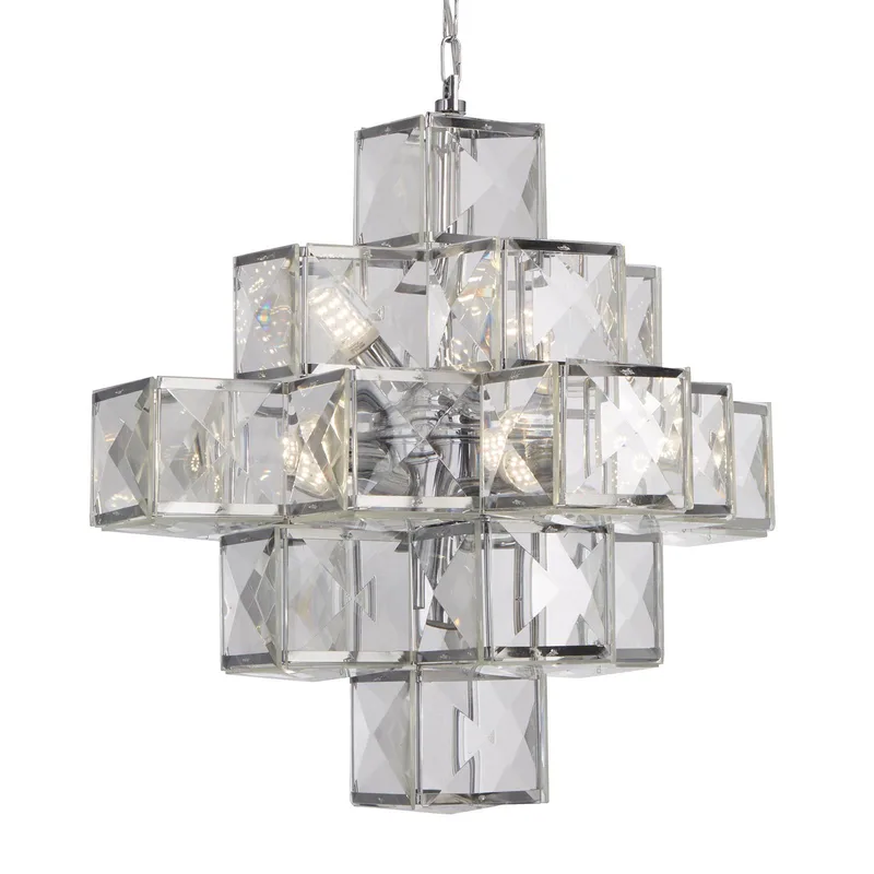 Hanglamp Glacier met acrylkap 55 cm van Searchlight in Chroom, Helder – productfoto