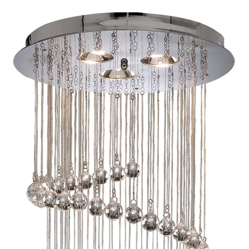 Hanglamp Hallway, een kristalketting, 80cm fra Searchlight i Krom, Helder – produktbillede