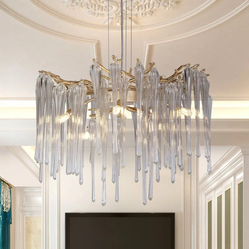 Hanglamp Heritage, Ø 50 cm, goudkleurig/helder, glas van Searchlight in Goud, Helder – productfoto