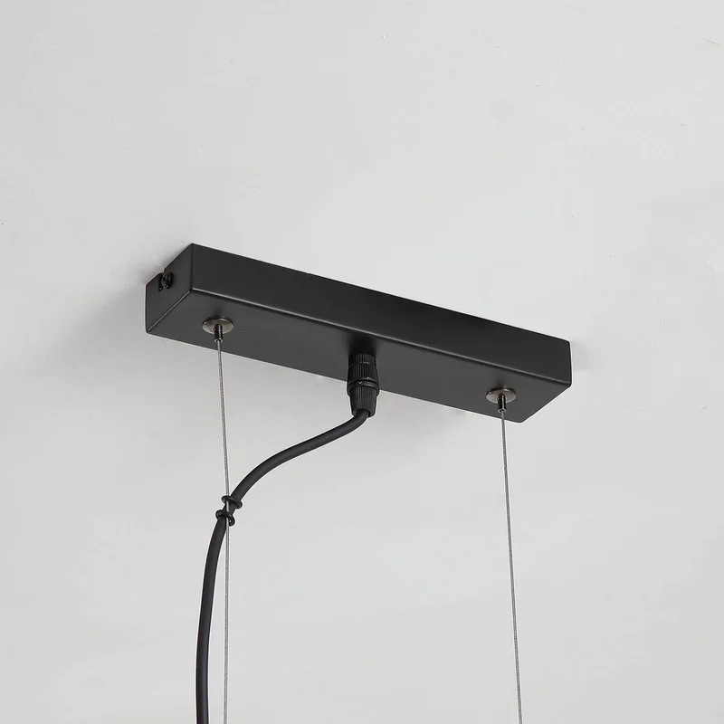 Hanglamp Hessian, lengte 60 cm, naturel wit, linnen/metaal de Searchlight en Natuurwit, Noir – photo produit