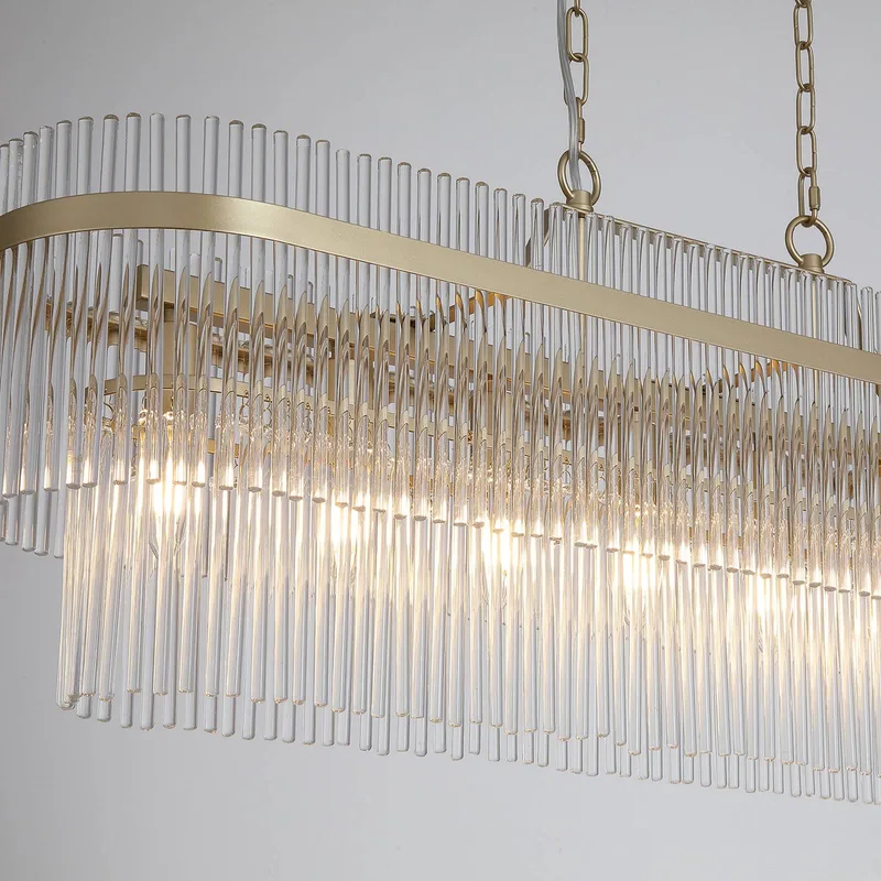 Hanglamp Lara, lengte 98 cm, goudkleurig/helder, glas/metaal von Searchlight in Helder, Gold – Produktfoto
