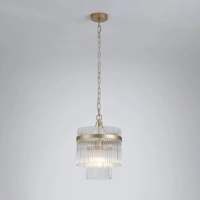 Hanglamp Lara, Ø 26 cm, goudkleurig/helder, glas/metaal von Searchlight in Helder, Gold – Produktfoto