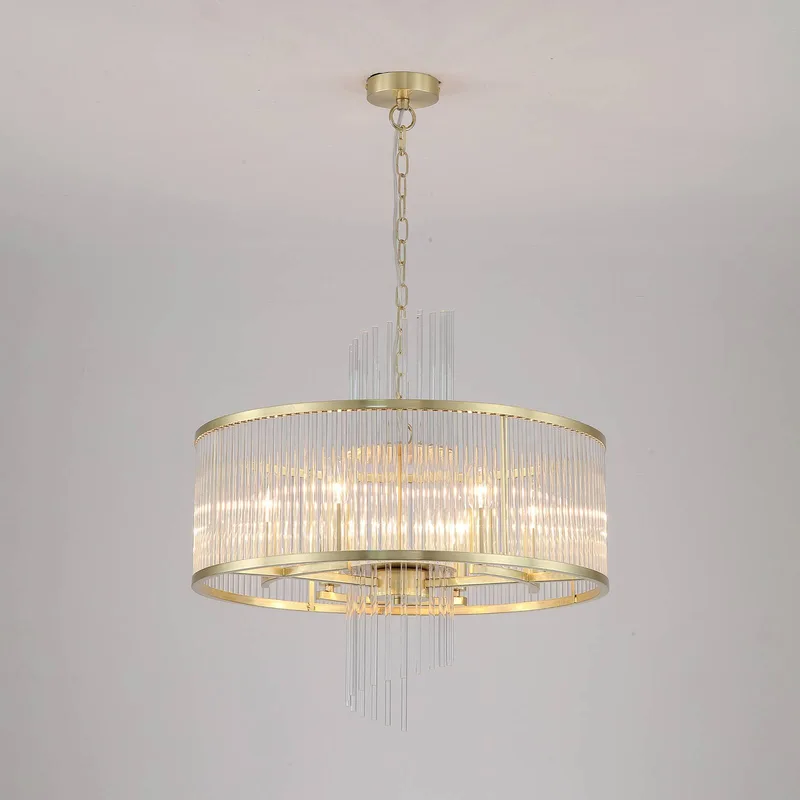 Hanglamp Lara, Ø 55 cm, goudkleurig/helder, glas/metaal von Searchlight in Helder, Gold – Produktfoto