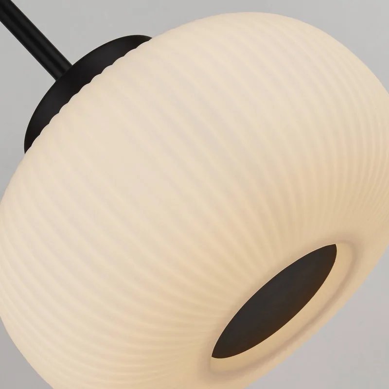 Hanglamp Lumina, 3-lamps, balken de Searchlight en Noir, Mat wit – photo produit