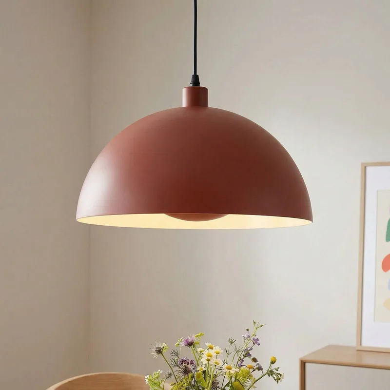 Hanglamp Mars, donkeroranje, Ø 25 cm, staal fra Searchlight i Bruin-oranje – produktbillede