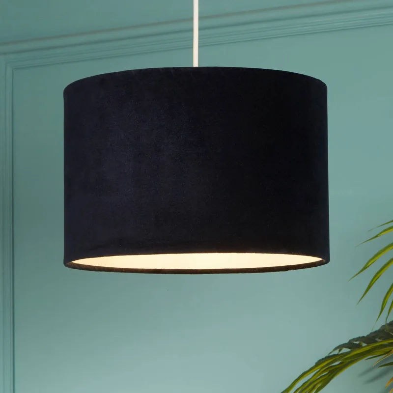 Hanglamp Mersana, Ø 30 cm, fluweel, E27 by Searchlight in Dark blue – product photo