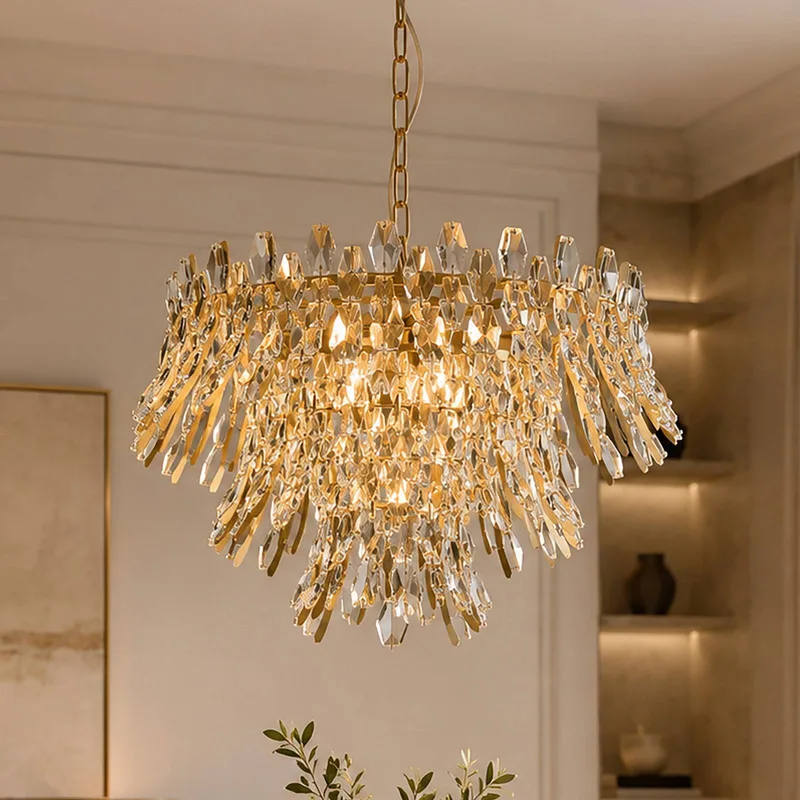 Hanglamp Monarch, goudkleurig/transparant, glas, metaal, E14 von Searchlight in Gold, Transparent – Produktfoto