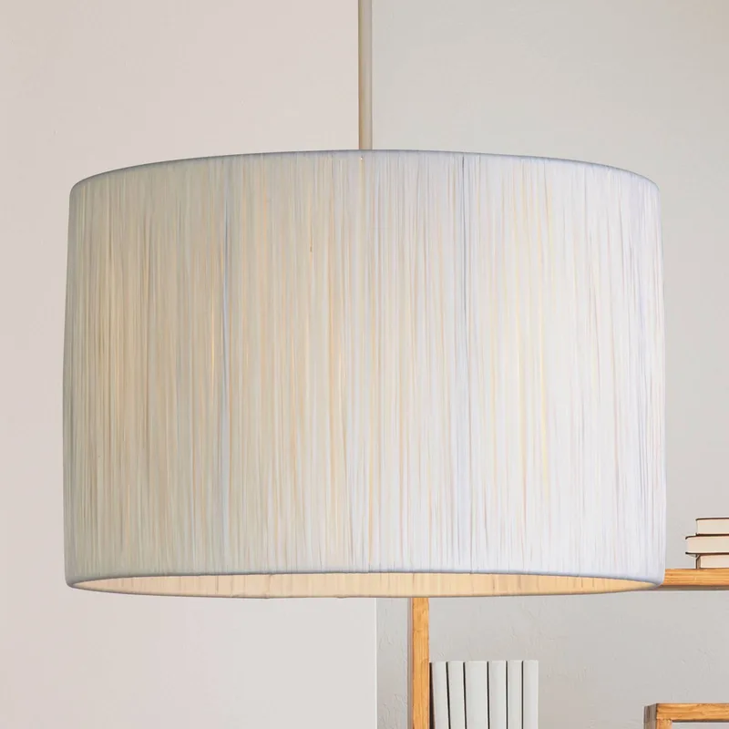 Hanglamp Morianna, rotan, Ø 30 cm, E27 de Searchlight en Blanc – photo produit