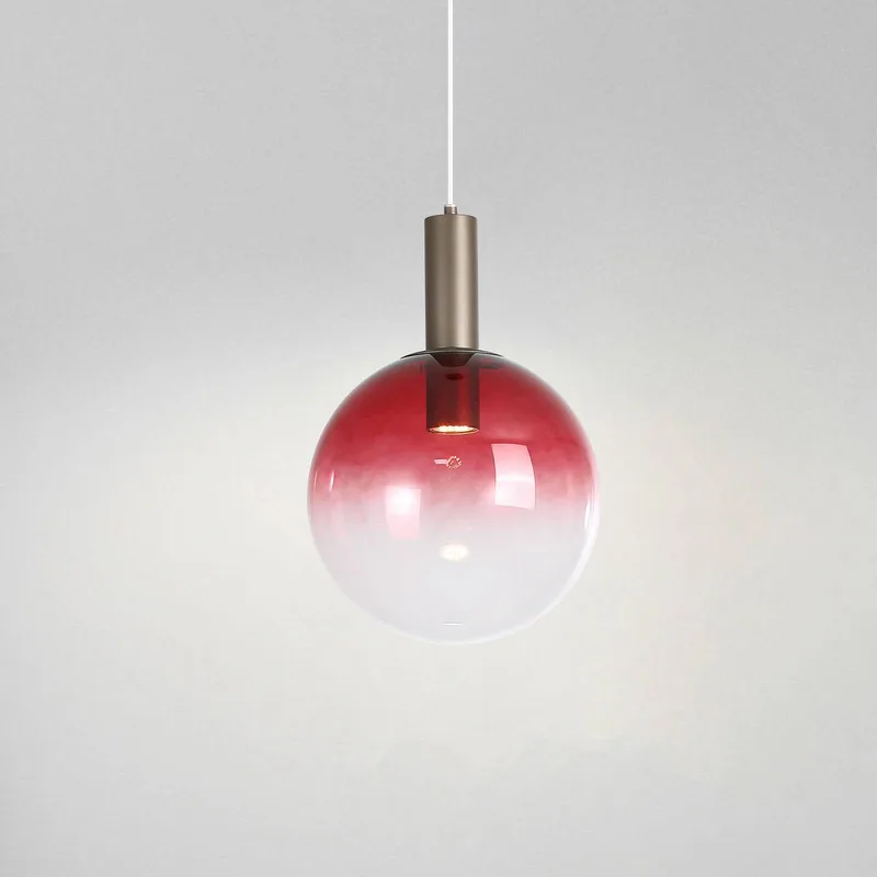 Hanglamp Ombre, bolvormig, rood/wit, Ø 30 cm, glas by Searchlight in Red, White – product photo